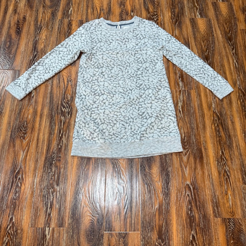 Lou &‎ Grey Womens L Grey Leopard Animal Print Textured Tunic Sweater Dress